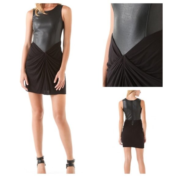 Bailey 44 Eco Leather Not in the Dark Black Dress Size 6 - Picture 2 of 12